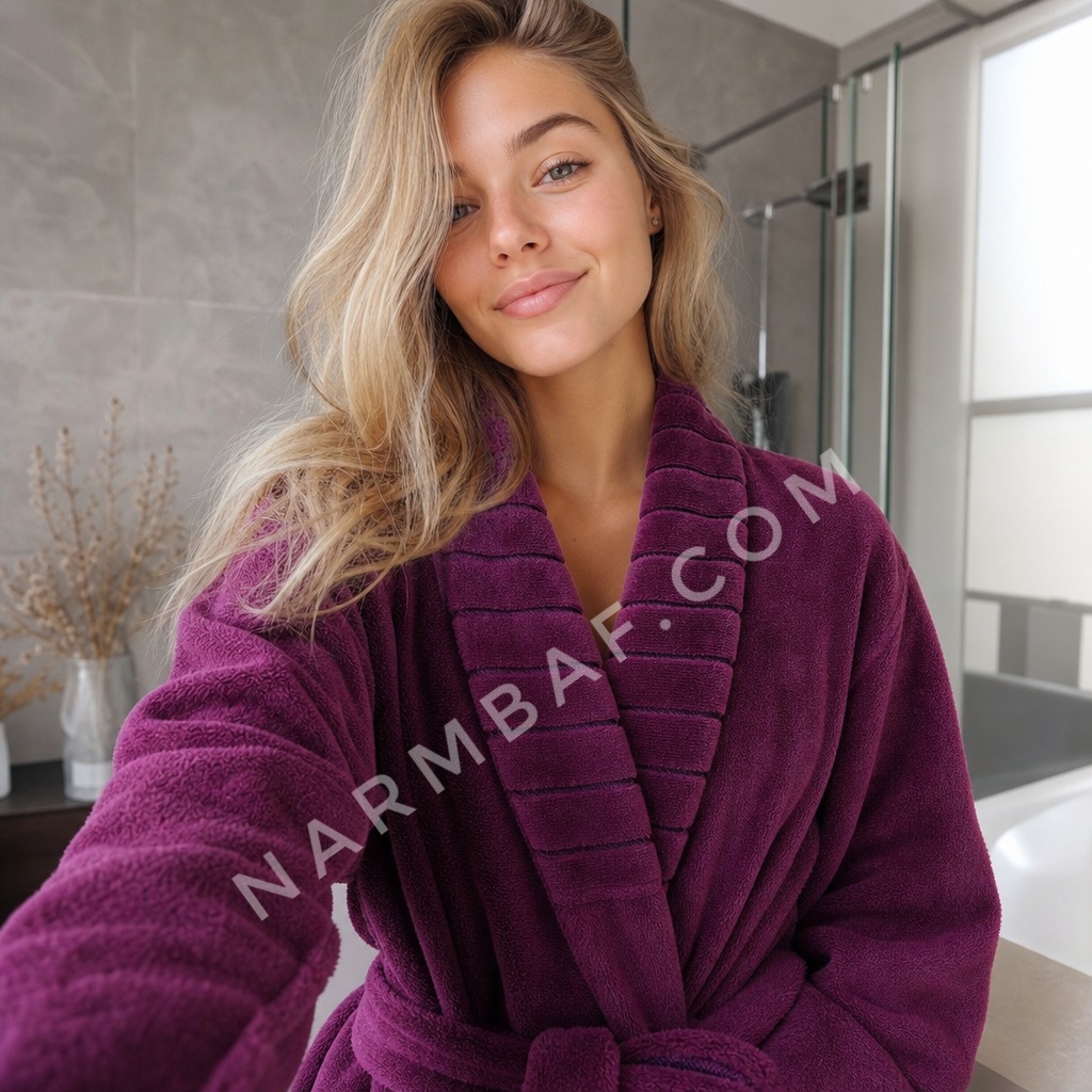 1000235649 حوله تن پوش زنانه دورو نخ سایز 125 (L) بنفش تیره - تصویر 1